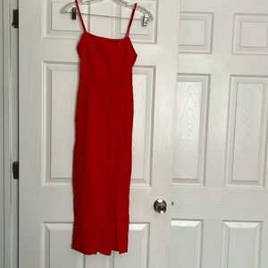 Urban Outfitters Red Linen Midi Dress XS